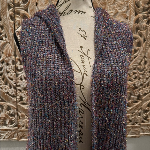 Fashion Apparel & Accessories Blue Multi-sparkle Sleeveless Hoodie Cardigan- S/M - Picture 6 of 13